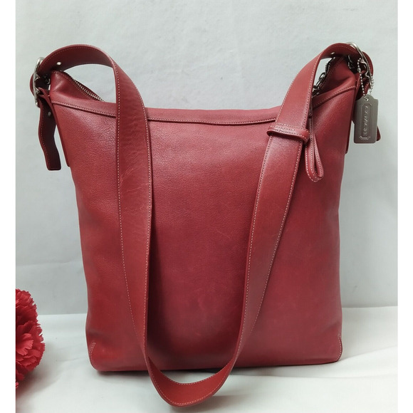 Coach Red Leather Zipper Closure Large Crossbody Shoulder Bag - Vintage - Picture 1 of 16